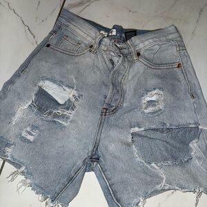 Distressed Denim Shorts